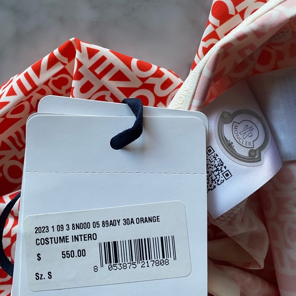 Authentic NWT Moncler Logo Print One Piece Swimsuit - Picture 7 of 8